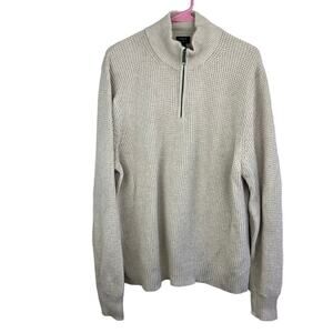 J. Crew cream color 1/4 zip knit sweater Men's size XL